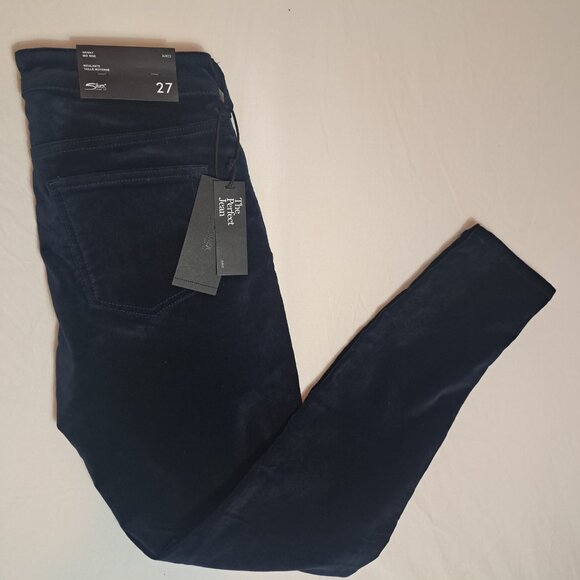 New Silver Aiko Skinny Mid Rise‎ Velvet The Perfect Jean Pants Womens Size 27x29 - Picture 3 of 13